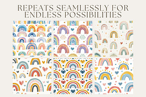 10 Rainbow Doodles Seamless Patterns