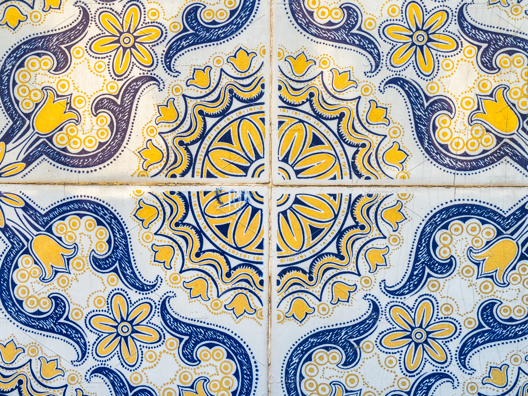 Portuguese tiles containing artistic, traditional, and old, an Abstract Photo by Pabkov