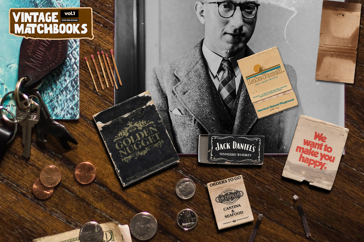 Vintage Matchbook Objects, an Object Graphic by Layerform Design Co.