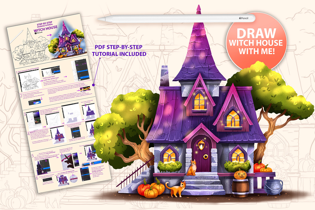 PROCREATE LANDSCAPE KIT & TUTORIAL, a Brush Add-On by AlexandraArt (Photo 13 of 13)