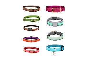 Pet Collar Set Cartoon Vector