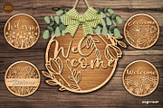 Welcome Floral Door Sign SVG Bundle, a Decorative Illustration by svgocean (Thumbnail 1 of 16)