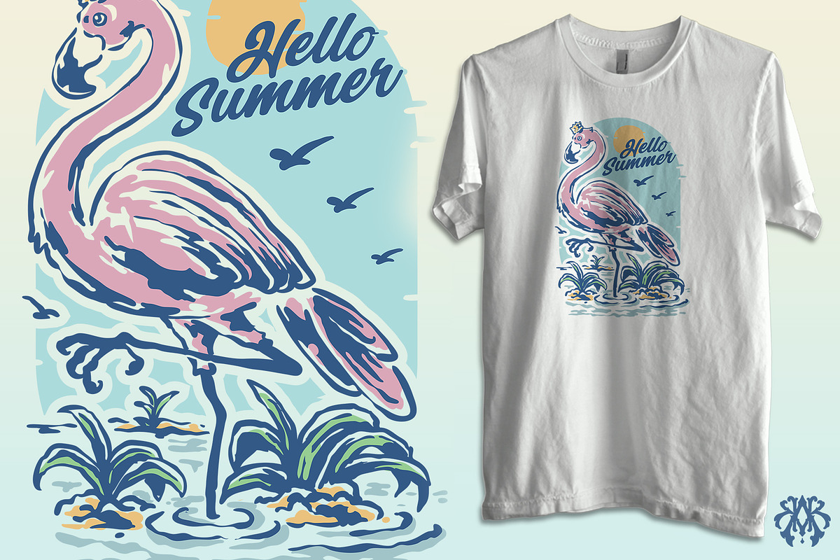 Summer Greetings From The Flamingo, an Animal Illustration by Krizvector Artwork Shop (Photo 2 of 3)