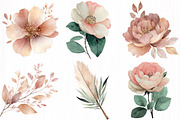 Watercolor Boho Floral Elements, an Illustration by DreamCafeArt (Thumbnail 4 of 7)