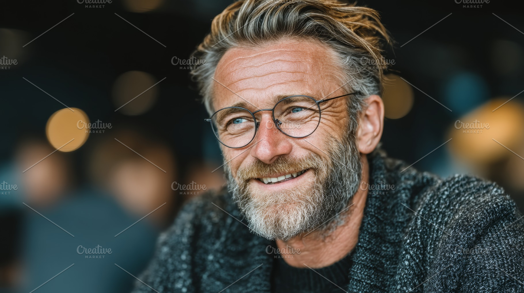 Smiling mature man with glasses in a cozy interior setting, a Person Photo by AS photostudio