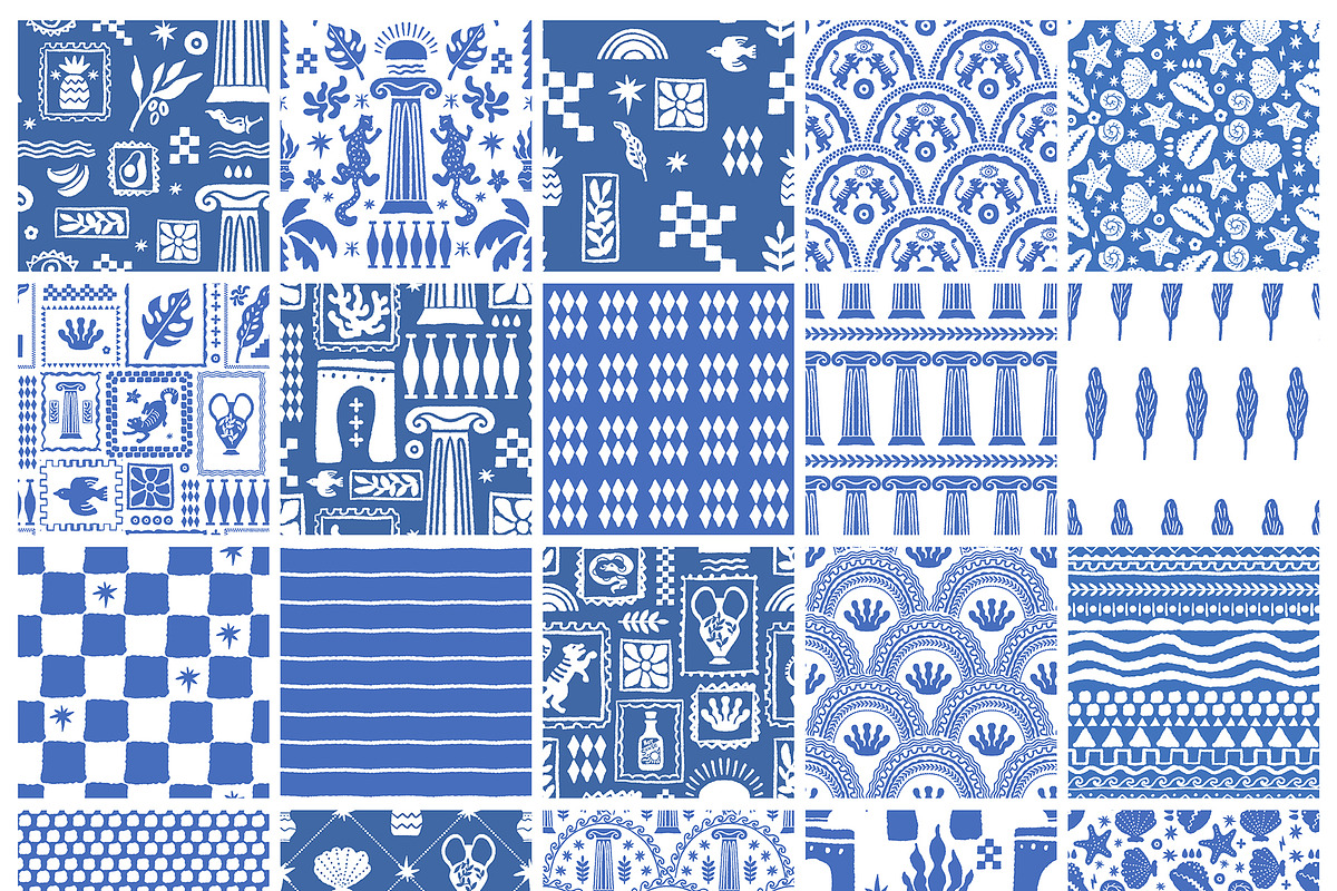 Linocut Coastal Patterns & Clipart, an Object Graphic by Sonulkaster (Photo 3 of 11)
