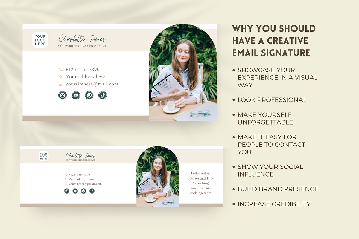 Business Coach Email Signature Canva, an Email Template by Golden Horizons Studio (Photo 2 of 10)