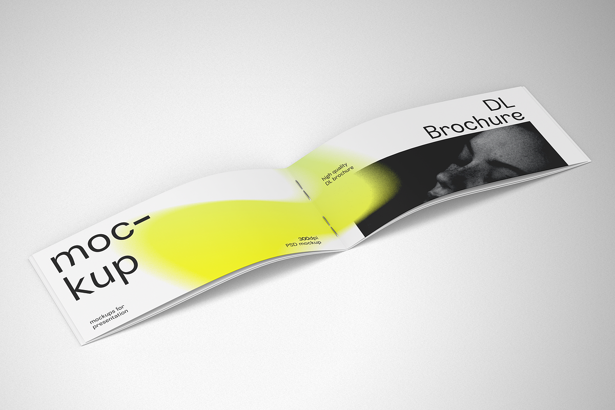 DL Landscape Brochure Mockup, a Product Mockup by Mockupdaddy (Photo 13 of 15)