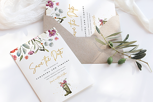 Wellington Boot Wedding Invite Suite