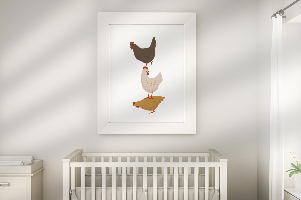 Cute Chickens & Florals Nursery Art, an Animal Illustration by Jenteva Art (Photo 4 of 16)
