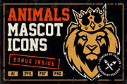Animals Mascot Icons Vector Set, a Duotone Icon by Vecster (Thumbnail 1 of 17)