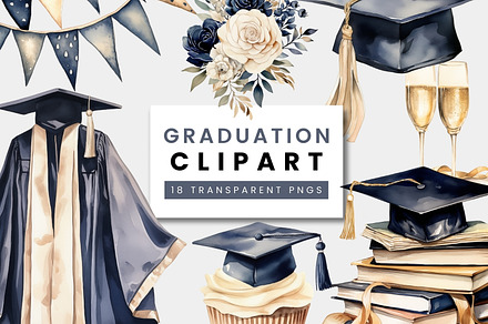 Graduation Clipart Watercolor PNG, an Object Illustration by ClipCraft