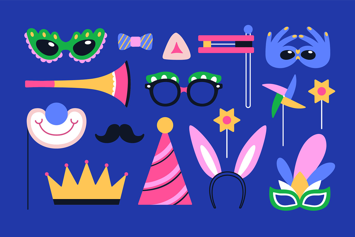 Purim carnival party accessories set, an Object Illustration by Good Studio (Photo 4 of 5)