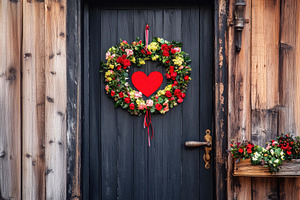 Beautiful floral wreath with a heart, a Photo by Tanuart
