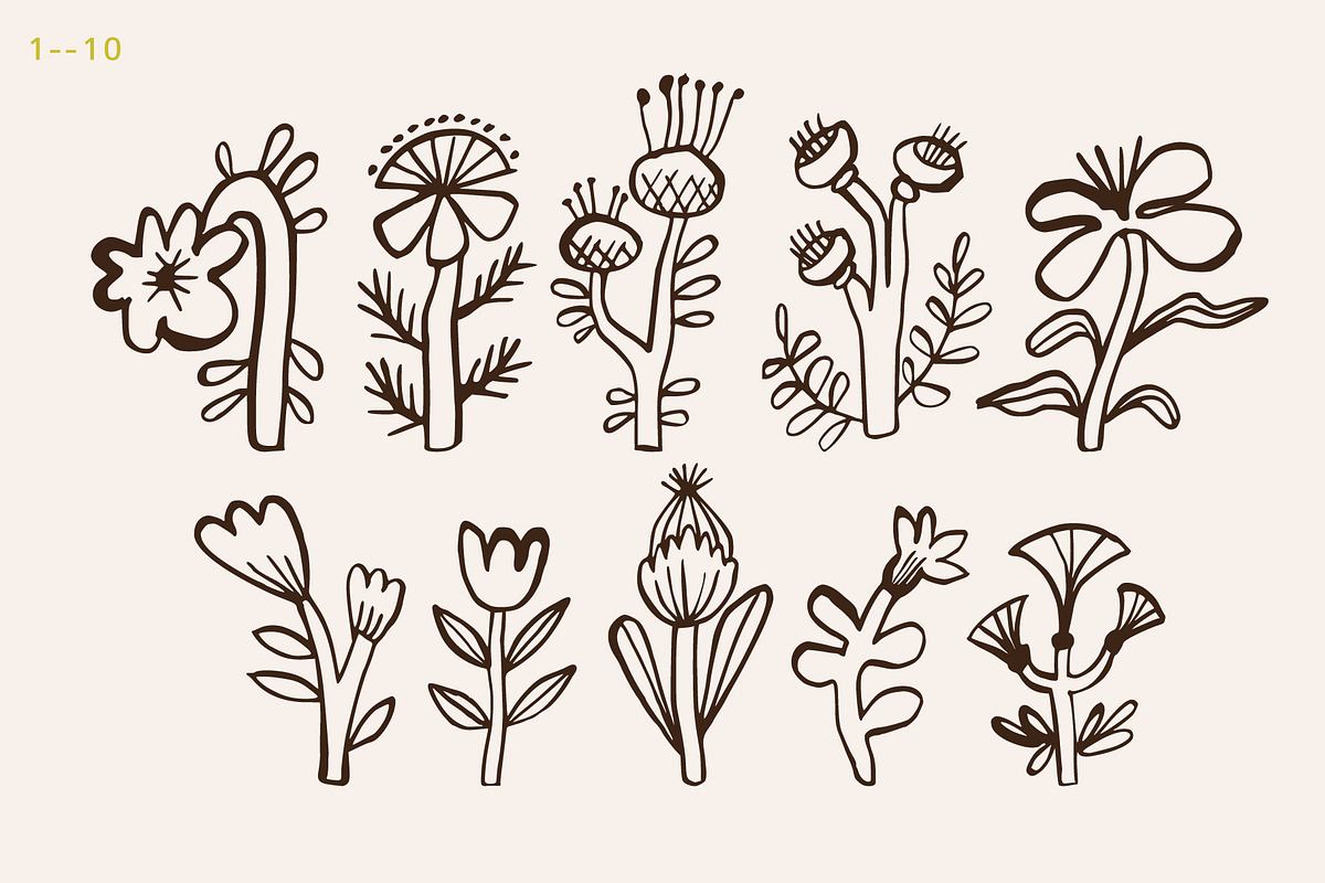 Quirky Florals Hand Drawn collection, an Object Illustration by Lena Nikolaeva (Photo 3 of 12)