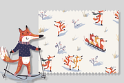 Woodland Winter Foxes Pattern, a Pattern Graphic by Lady Bruniere Design (Thumbnail 2 of 7)