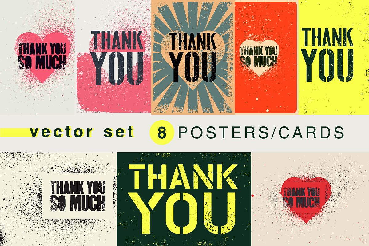 Thank You grunge vector cards set., a Background Graphic by PoPaShop (Photo 1 of 9)