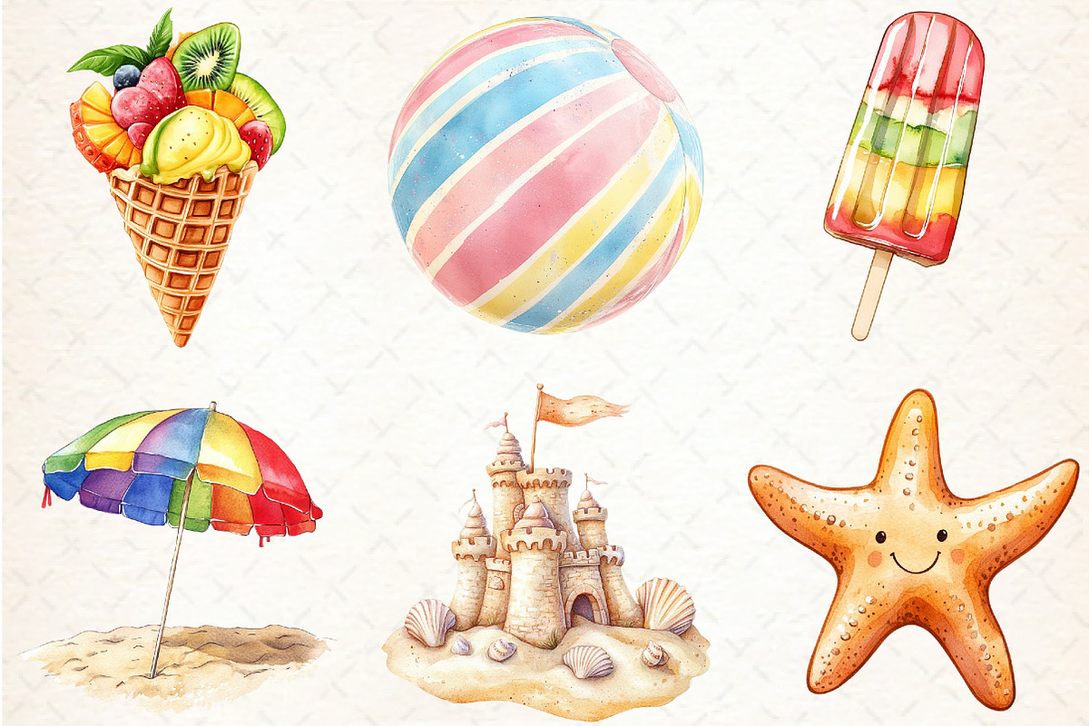 Summer Beach Fun Clipart Set, an Illustration by Libby Wishes (Photo 6 of 6)