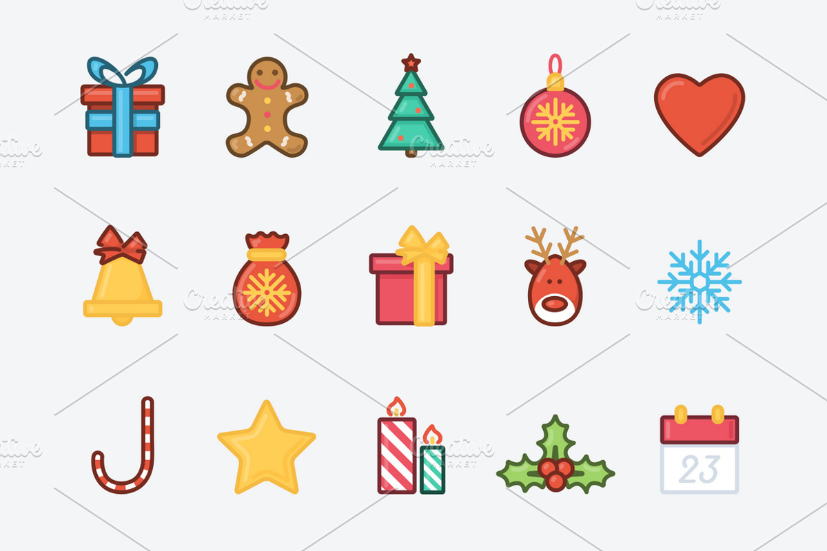 20 Christmas Icons, an Outline Icon by Snitovets