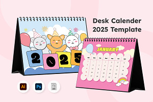 Cute Desk Calendar Template V2, a Stationery Template by twinstd