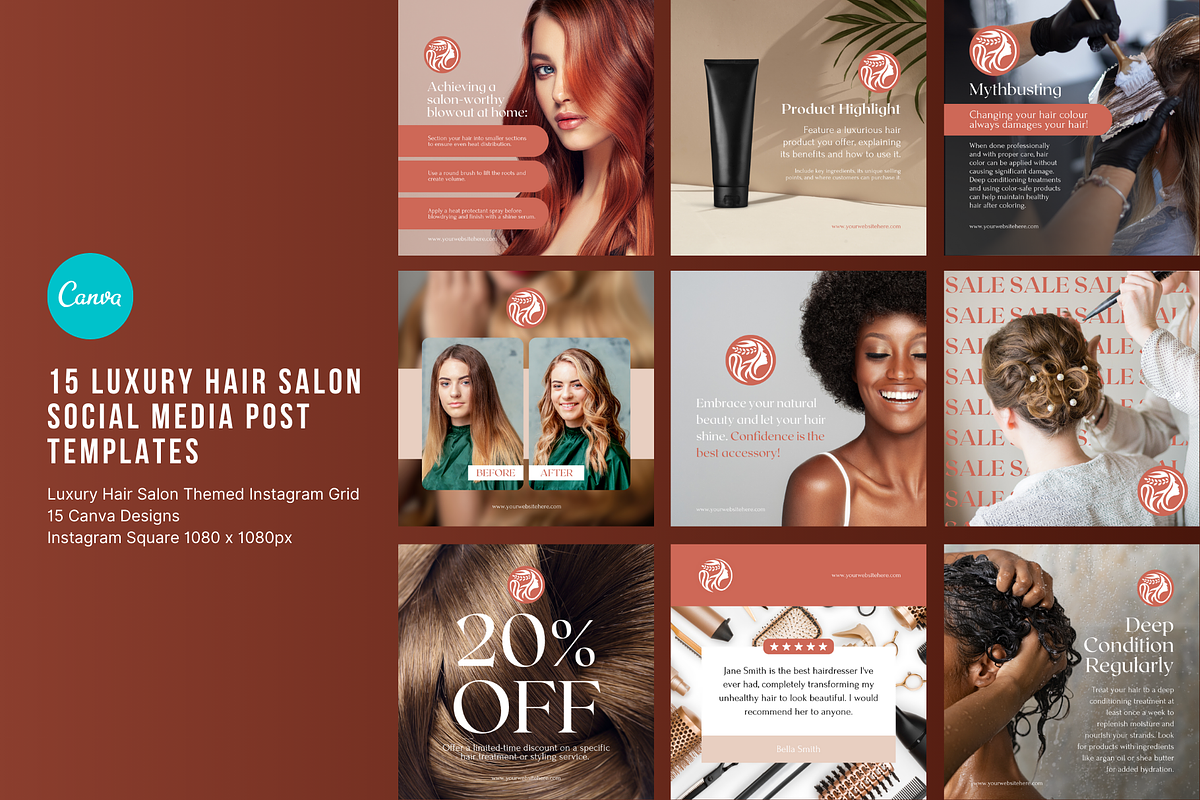 Luxury Hair Salon Social Media, a Social Media Template by Sincerely Media (Photo 1 of 9)