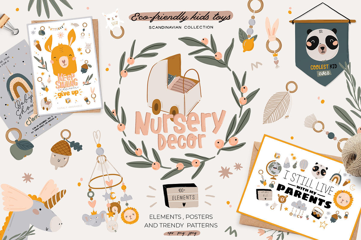 Nursery kids clipart, quotes, prints, a Decorative Illustration by Ruslana Lubenets (Photo 1 of 13)