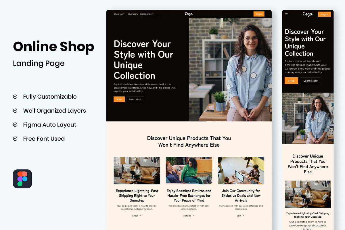 Online Shop - Landing Page Template, a Websites & App Template by RPWDS (Photo 1 of 3)