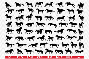 SVG Horses, Black Silhouettes