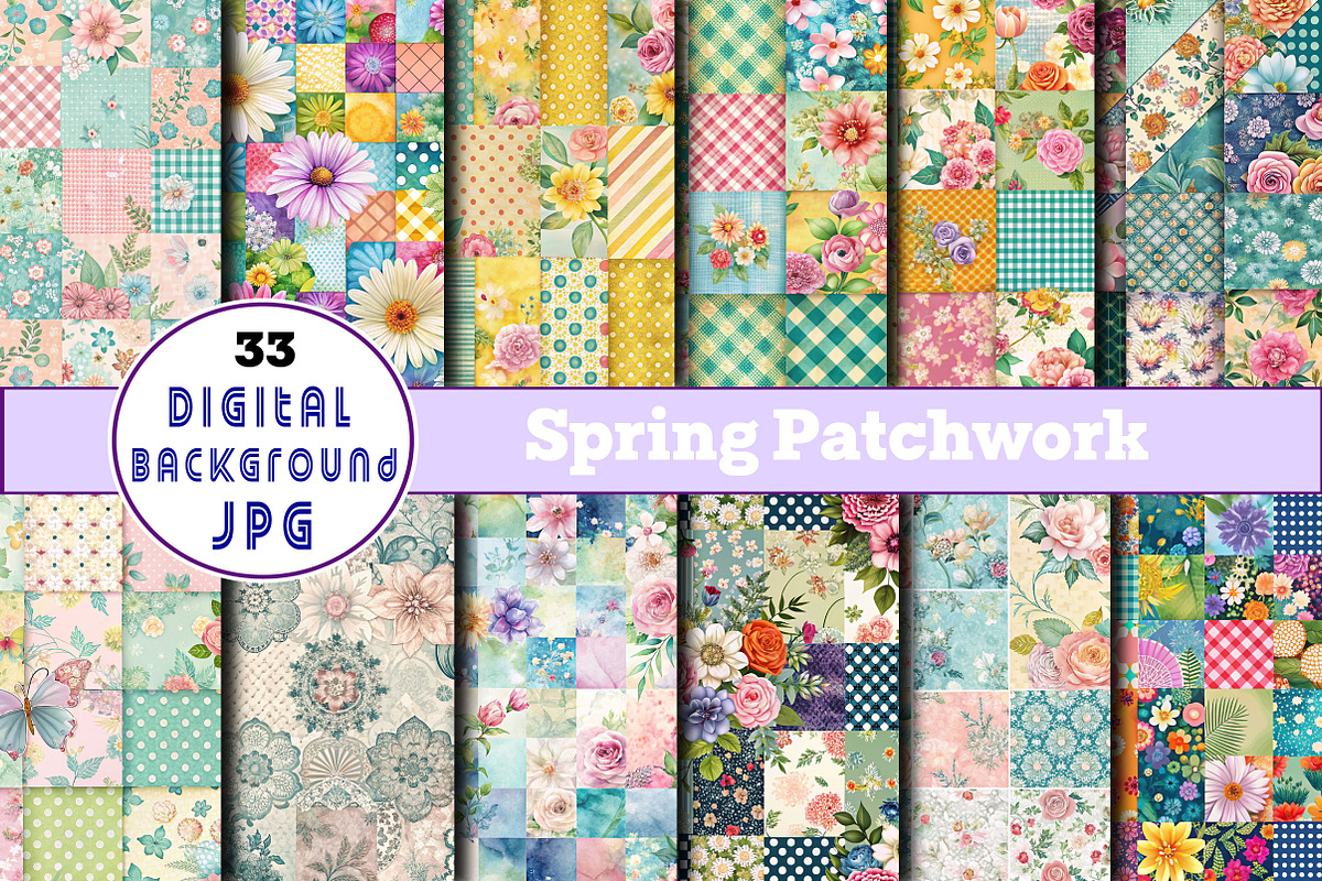 Spring Patchwork Seamless Pattern, a Pattern Graphic by Wow Magic