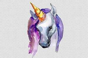 Magic Blue And Pink Unicorns PNG Set