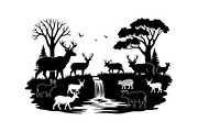 Wildlife Forest Silhouette Vector Bu, an Illustration by Designs_River (Thumbnail 30 of 51)