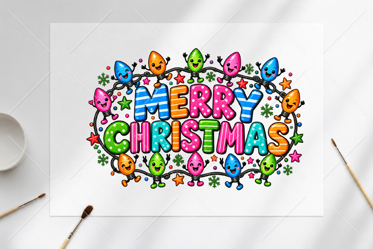 Merry Christmas, Christmas Lights, a Seasonal Illustration by Canvas Craft (Photo 6 of 6)