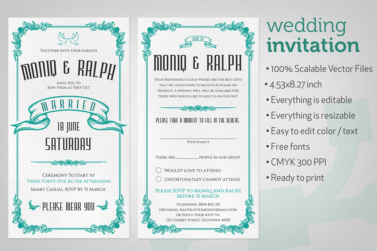 Wedding Invitation Classic, a Card Template by vectorlogos89 (Photo 1 of 3)