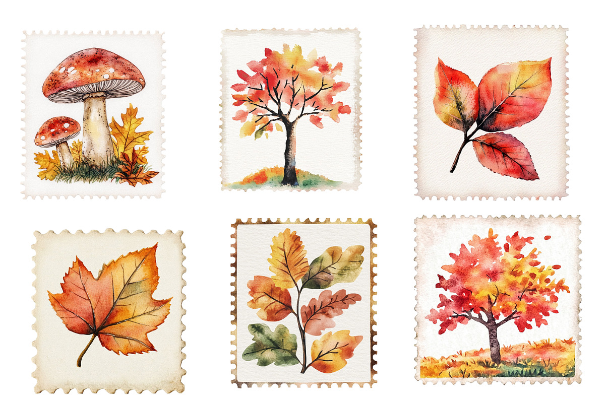Retro Autumn Postage Stamp PNG, an Illustration by SinaCreation (Photo 3 of 5)
