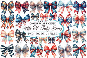4th of July Bow Clipart Bundle, a Graphic by designcity5