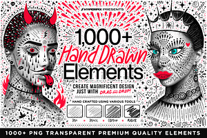 Hyper Hand Drawn - 1000 PNG Elements