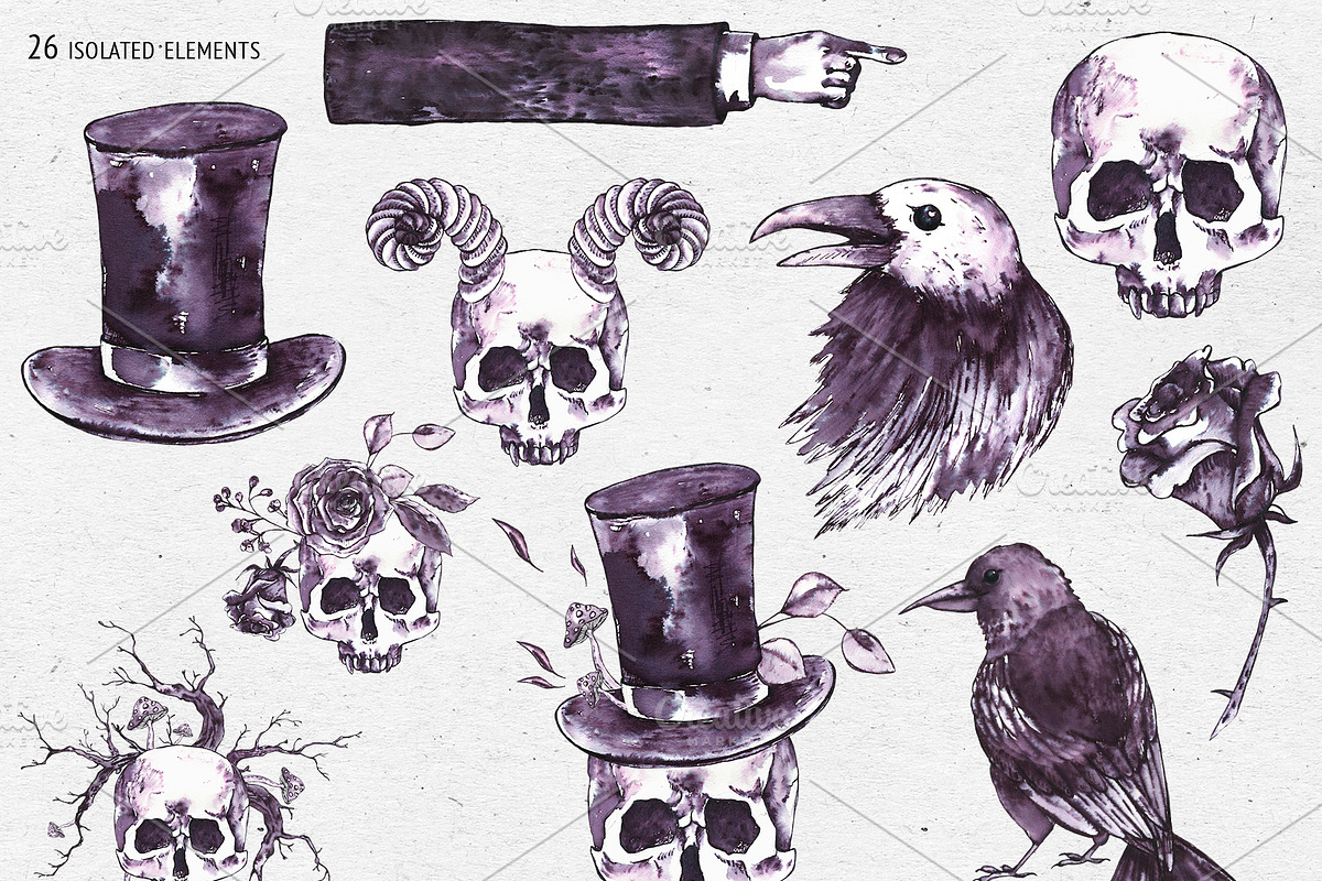 Creepy Halloween Clipart, a Seasonal Illustration by Depiano (Photo 3 of 10)