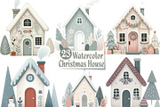 Watercolor Christmas house clipart, an Illustration by CreationArt (Thumbnail 1 of 6)