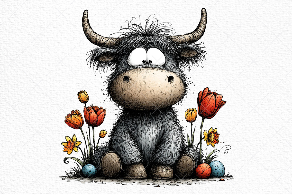 Whimsical Easter Highland Cow PNG, an Illustration by Craft Nest (Photo 10 of 11)