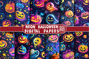 Neon Halloween Digital Paper, an Illustration by DreamPrint404 (Thumbnail 1 of 3)