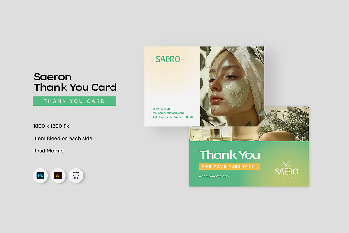 Saeron - Thank You Card, a Print Template by Fannan Studio (Photo 1 of 3)