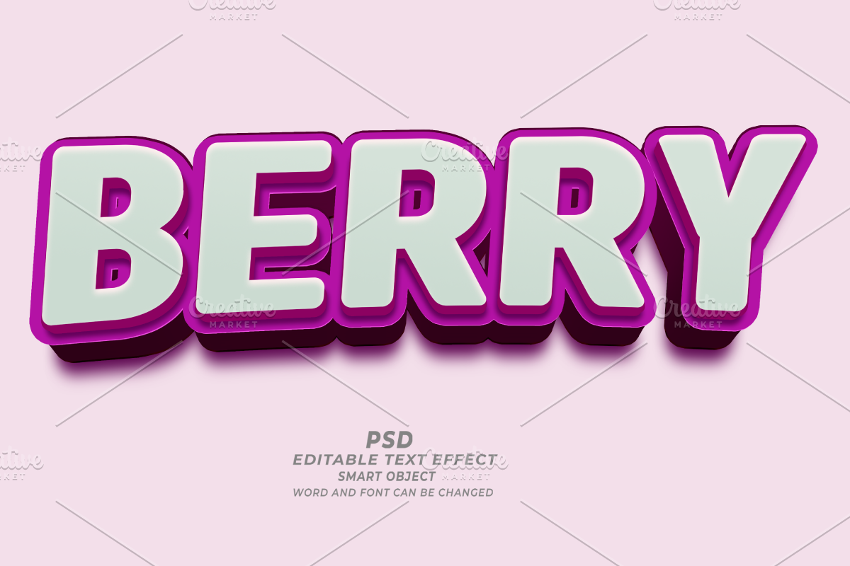 Berry PSD 3D Editable Text Effect, a Layer Style Add-On by TrueVector (Photo 1 of 2)