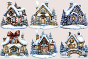 Whimsical Christmas Holiday Houses, a Seasonal Illustration by SVGArt (Thumbnail 2 of 5)