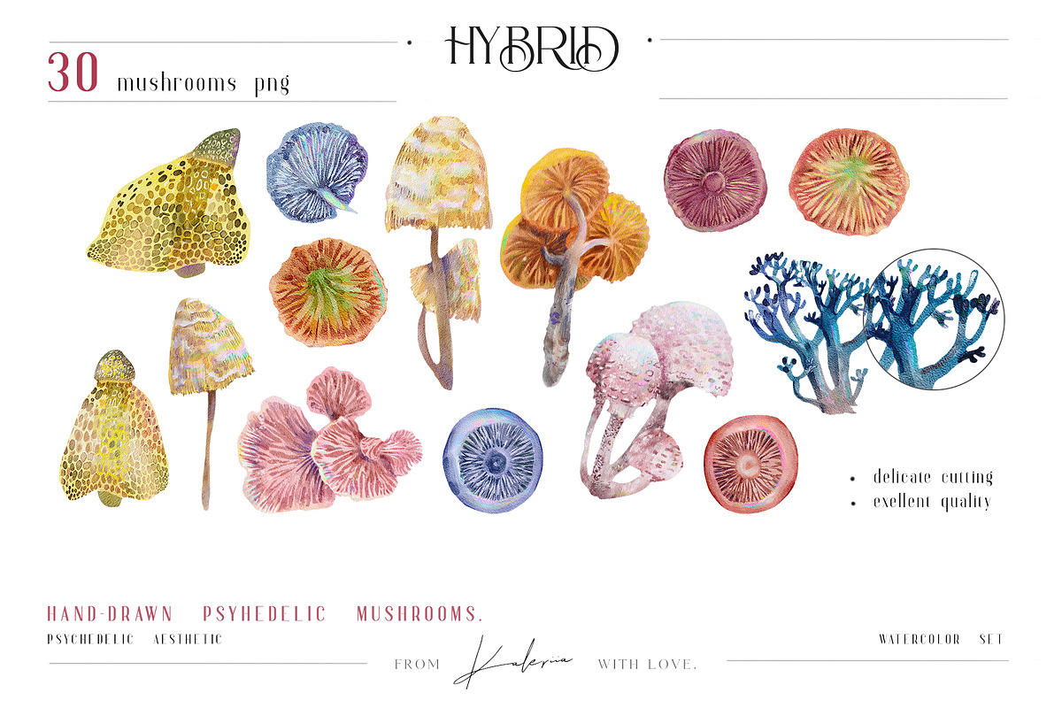 HYBRID - psychedelic watercolor set, an Illustration by Kaleriia (Photo 5 of 14)