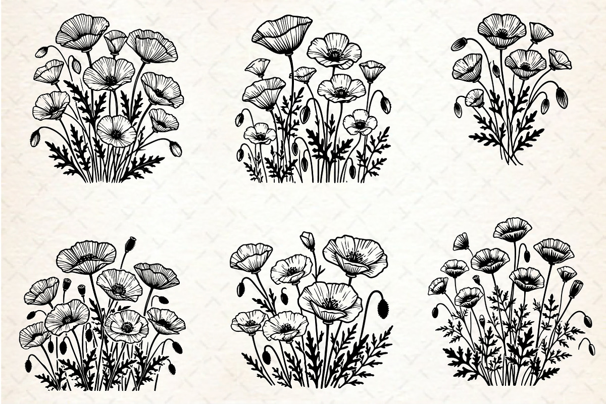 Spring California Poppy Flowers SVG, an Illustration by Rose Art (Photo 2 of 6)