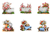 Blue Pink Gingham Spring Clipart, an Illustration by CreationArt (Thumbnail 4 of 6)