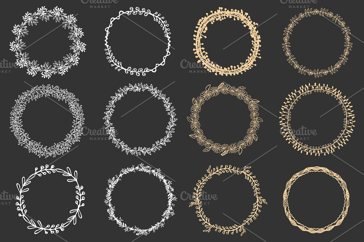 36 hand drawn floral wreaths, a Background Graphic by IRSYART (Photo 6 of 7)