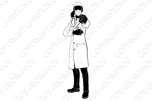Woman Doctor PPE Mask Pointing, a Healthcare Illustration by Christos Georghiou