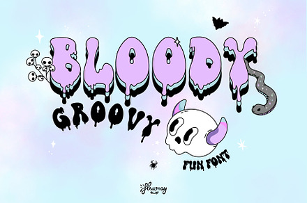 Bloody Groovy Halloween font, a Handwritten Font by Huxmay