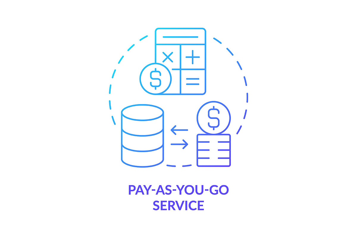 Pay as you go service blue gradient, an Icon by IMG Visuals